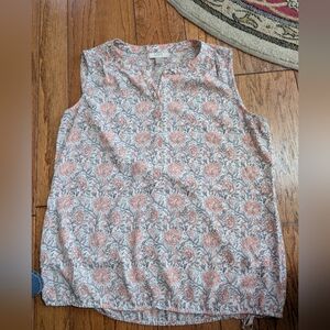 Loft Pink Floral Sleeveless Top